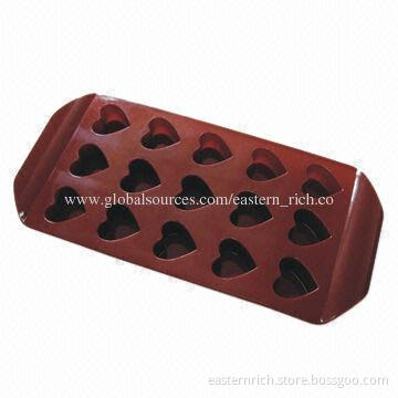 Silicone chocolate mold, heart shape, 23x10.9x1.8cm